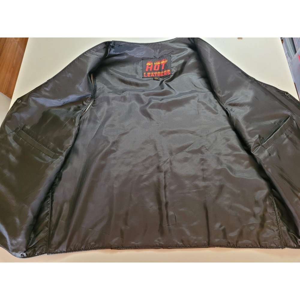 Hot Leathers Men's Black Leather Vest - XXXXL (4XL)- Great Condition, Biker - Picture 5 of 6
